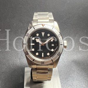 Custom Made MODS Black Bay Watch with Automatic Movement Silver Case Silver Ring